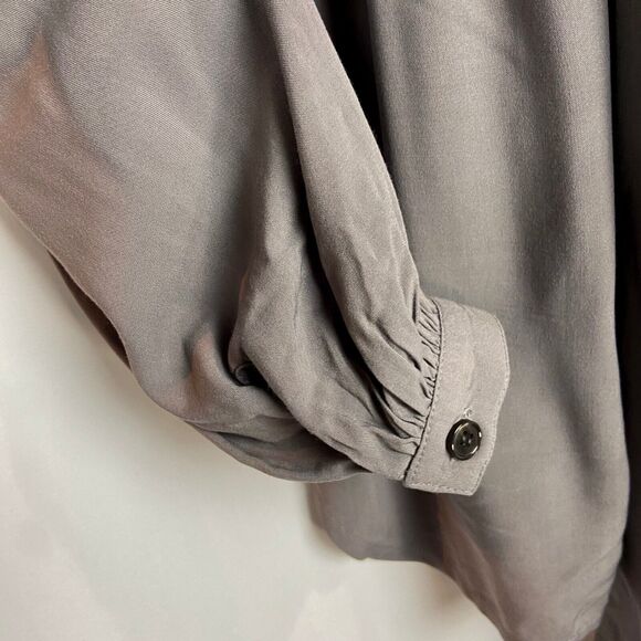 Camilla Norrback Tie Neck Blouse Size S Gray Tencel Button Up Top Long Sleeve - Picture 6 of 11